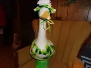 Bikini with Flower Green Geese Outfit Crochet Geese Clothes Outdoor Statue Dress