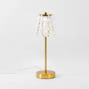 Touch Table Lamp LED Cone Crystal Cut Brass 40cm