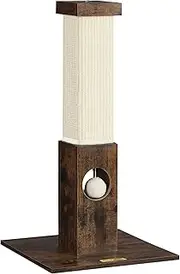 Feandrea Cat Scratching Post, Cat Scratcher for Indoor Cats, 28.7 Inches Tall, Furniture Scratching Deterrent Sisal Scratch Pole with Toy, Rustic Brown UPCA021X01