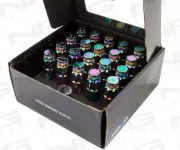 NRG STEEL LOCKING LUG NUTS WITH DUST CAP COVER SET 12X1.5 NEO CHROME (Set of 20) (for: Mitsubishi)
