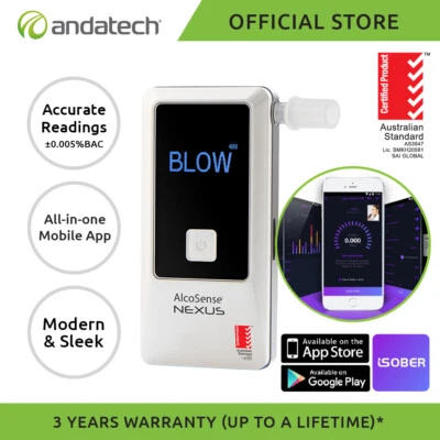 AlcoSense Nexus Breathalyser with Mobile App AS3547 Certified