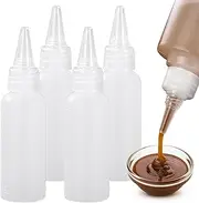 Upgrade Set of 4 Reusable small squeeze bottles for liquids plastic tiny condiment sauces travel sauce mini bottle for lunch box (60ml)
