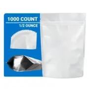 Loud Lock Mylar Bags 1,000 Count - 1/2 Ounce All White Zip Seal Bags