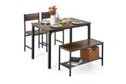 Giantex 4 PCS Industrial Dining Table & Chairs Set Dining Furniture Set Storage Shelf w/Bench & 2 Chairs