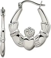 [JewelryWeb] Stainless Steel Polished Irish Claddagh Celtic Trinity Knot Hoop Earrings 26mm Wide-Hoop Earring for Women