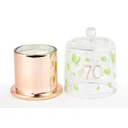 70th Paper Hearts Candle w/ Glass Cloche Vanilla Scent 45hr Burntime Decor