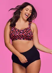 [Taking Shape] Taking Shape Wirefree Smooth Support Bra Size 16C in Poppy Print - Plus Size Women's Clothing Poppy Print