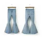 Lady Denim Flare Jeans Bootcut Trousers Bell Bottom Pants Stretch Retro Casual