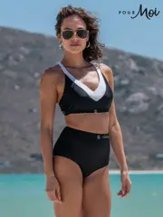 Pour Moi Black High Waist Fifth Avenue Bikini Bottoms (N68601) | $55