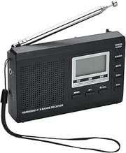 AM/FM Portable Shortwave Radio, COVVY Battery Operated 9 Band FM Transistor DSP Stereo Radio Digital Tuning Radio with Sleep Timer, Alarm Clock, LCD Display, Loud Speaker & Earphone (Grey)