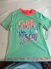 Cat & Jack Swim Top Rash Guard Shirt XL 14/16 SPF Bright Soft Stretchy
