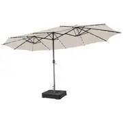 Costway 48-LED Light Patio Umbrella String Light Outdoor Sun Shelter Beach Garden Beige