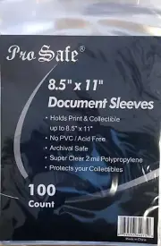 100 Pro Safe 8.5"x11" Soft Sleeves 8 1/2" x 11" For Photos, Papers and Documents