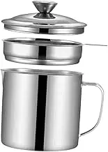 LAPYAPPE 1 Set Stainless Steel Oil Storage Container with Fine Mesh Strainer Grease Canister for Used Cooking Oil for Home Kitchen