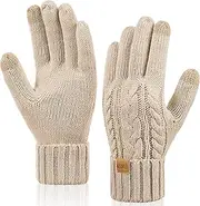 [REDESS] Winter Gloves for Women Thermal Warm Knit Fleece Lined Touchscreen Texting Gloves for Cold weather