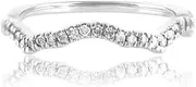 [EternalDia] 0.16 Cttw 14K White Gold Round Diamond Ladies Anniversary Wedding Curved Stackable Band Contour Guard Ring