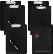 6 Pack Magnetic Clipboards with Pen Holder 9X 12.5 Black Clip Board with Low Pro