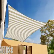 Beigestripe 8-15' Rectangle Sun Shade Sail Patio Yard Canopy Shelter Shade Cover