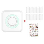 Portable Mini Printer Thermal Photo Printer Bluetooth Wireless with 10 Rolls of Printing Paper, Sticker - Blue