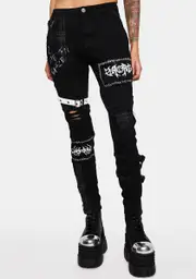 [DARKER WAVS] Distortion Patched Skinny Jeans