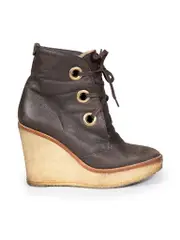 Brown Suede Fur Lined Wedge Boots