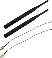 ECSiNG 2PCS RP-SMA Male WiFi Antenna 5dBi 868 MHz 19.5cm Router Antenna with 2PCS 21.5cm RP SMA Female Coaxial Cable for Wireless Network Router Black