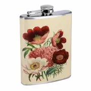 Vintage Flowers Hip Flask D8 8oz Stainless Steel Old Fashioned Retro