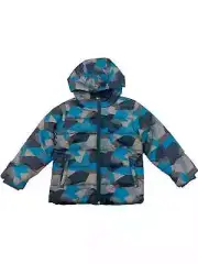 Infant Boys Blue Camouflage Wind & Water Resistant Puffer Jacket Hoodie Coat