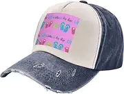 [YANYU] Flip Flops Calligraphy Beach Shoes Print Fashion Washed Distressed Baseball Cap Vintage Adjustable Hat with Classic Brim, Navy Blue, One Size