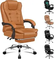 ALFORDSON Office Chair Ergonomic Computer Desk Chair Executive Home Desk Chair with Footrest Swivel Leather Video Game Chairs (Brown)