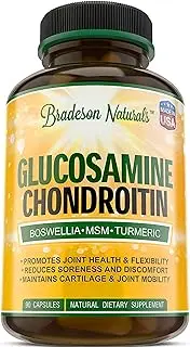 Glucosamine Chondroitin with Turmeric MSM Boswellia Bromelain & Quercetin . Natural Anti Inflammatory & Joint Pain Relief. Promotes Joint Health & Flexibility. Non-GMO. 90 Capsules Made in the USA
