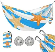 Blue White Striped Sea Starfish 330lb Capacity Camping Hammock Tree Hammock for Outside Patio Garden Bases para hamacas para adultos