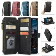 For iPhone 15 14 13 12 11 Pro Max XS XR 8 Leather Zipper Card Wallet Case Cover