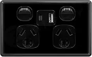 Double Power Point with 2X USB (USB C+USB A-3.5A) | Black | Tesla