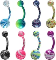 [CrazyPiercing] Colorful Belly Button Ring Retainer (8 PCS)
