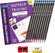 Early Years Home Learning Workbook with Pencil Writing Kit Set, Preschool Activity, Number Tracing Book, Learn to Write Alphabet, Fine Motor Skills