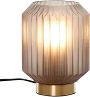 Beacon Lighting Clancy 1 Light Table Lamp in Brass with Smoked Glass Shade