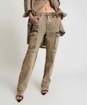 One Teaspoon Rust Cargo Motion Pants Denim Gray - Size 27