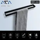 600mm Single Towel Rack Rail Black Square Stainless Steel Wall Mounted Bathroom