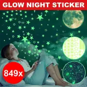 849 Wall Stickers Luminous Stars Moon Planet Glow In The Dark Nursery Kids Room