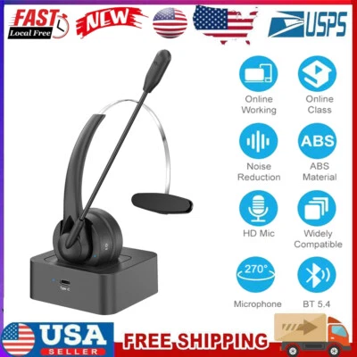 New Bluetooth Headset Trucker Driver Call Center Headset Wireless Headphone Mic