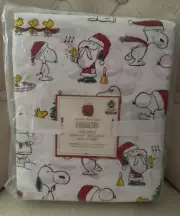Pottery Barn Kids ~PEANUTS CHRISTMAS~ *QUEEN* SHEET SET ~COTTON~SNOOPY Woodstock
