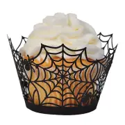 CELEBRATE IT Halloween Laser-Cut SPIDER WEB Cupcake Wrappers - 12ct