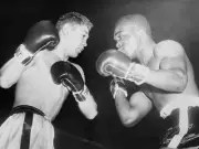 Larry Boardman Boxes Against Wallace Bud Smith 1956 Old Boxing Photo
