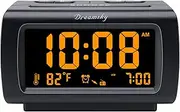 DreamSky Deluxe Alarm Clock Radio with FM Radio, USB Port for Charging, 1.2 Inch Display with Dimmer, Temperature Display, Snooze, Adjustable Alarm Volume, Sleep Timer.