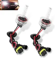 Fluher Pack-2 Car H11 Bulb, IP67 Waterproof 35W 3200LM Super Bright High Low Beam Bulb with Stents Base, 6000K 30000H Plug and Play Light Bulb Replacement, Unviersal for Cars (White)