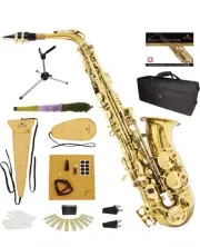 Mendini By Cecilio Alto Saxophone - E Flat Sax w/Case, Mouthpiece, Stand, Reeds
