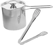 KOMBIUDA Stainless Steel Deep Fryer Pot Mini Fryer Pan Kitchen Handheld Food Tong Non-slip Handle for Chips Fish Vegetables Steak Chicken