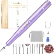 Nail Drill Cordless, Denabuty Electric Nail Files Professional for Acrylic Gel Nails, Electric Nail Drill Rechargeable with 20000 RPM, 5 Adjustable Speed, 12 in 1 Portable Manicure Pedicure Kit