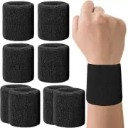 8 Pack Wrist Sweatbands Tennis Wrist Bands Absorbent Sweat Band for Men Black